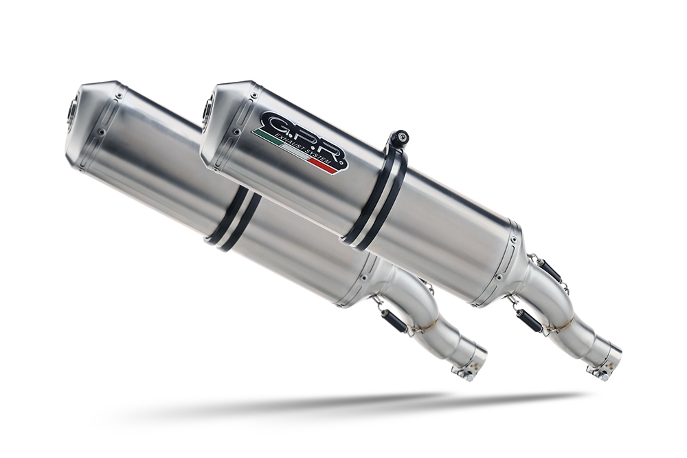 Pot echappement compatible avec Aprilia Etv Caponord 1000 Rally 2001-2007, Satinox, Paire de pot d'échappement homologuées, livrées avec db killer amovible et raccords spécifiques 