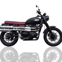 Pot echappement compatible avec Triumph Scrambler 900 2006-2014, Deeptone Inox, Paire de pot d'échappement homologuées, livrées avec db killer amovible et raccords spécifiques 