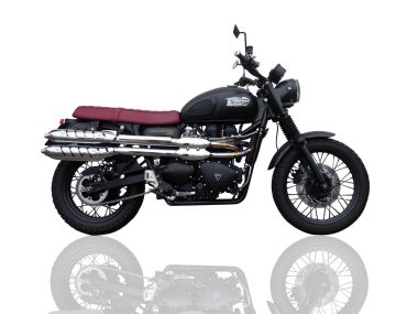 Pot echappement compatible avec Triumph Scrambler 900 2006-2014, Deeptone Inox, Paire de pot d'échappement homologuées, livrées avec db killer amovible et raccords spécifiques 
