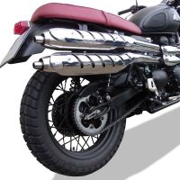 Pot echappement compatible avec Triumph Scrambler 900 2006-2014, Deeptone Inox, Paire de pot d'échappement homologuées, livrées avec db killer amovible et raccords spécifiques 