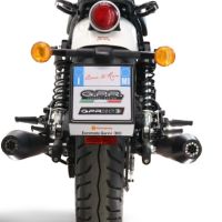 Pot echappement compatible avec Royal Enfield Shotgun 650 2024-2025, Ultracone Black, Pot échappement double, pas légal pour les pays membres de l'UE, compris db killers amovibles et les tuyaux de liaison 