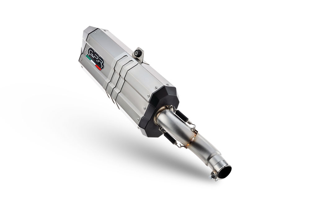 Pot echappement compatible avec Bmw F 700 Gs 2016-2018, Hyper Sonic Titanium, Échappement légal, homologué,silencieux avec db killer amovible et tuyau de liaison spécifique 