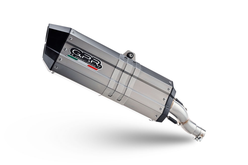 Pot echappement compatible avec Bmw F 700 Gs 2016-2018, Hyper Sonic Titanium, Échappement légal, homologué,silencieux avec db killer amovible et tuyau de liaison spécifique 