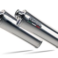 Pot echappement compatible avec Aprilia Etv Caponord 1000 Rally 2001-2007, Trioval, Paire de pot d'échappement homologuées, livrées avec db killer amovible et raccords spécifiques 