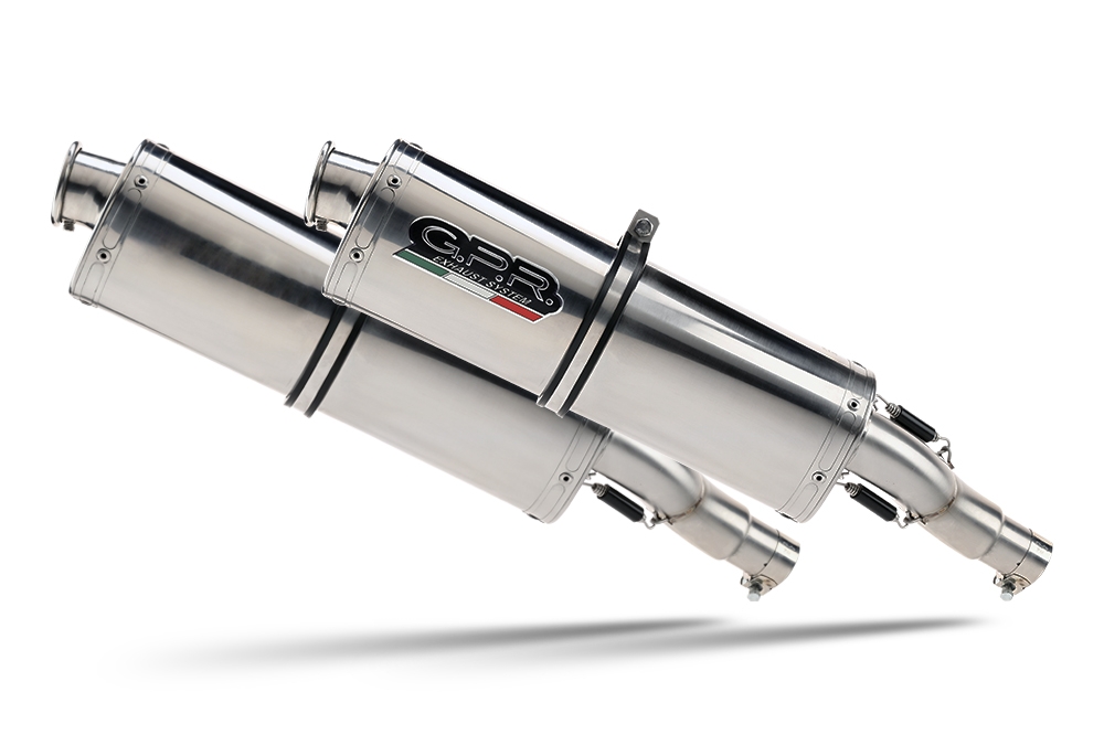 Pot echappement compatible avec Aprilia Pegaso 3 650 -Pegaso i.e. 1997-2000, Trioval, Paire de pot d'échappement homologuées, livrées avec db killer amovible et raccords spécifiques 