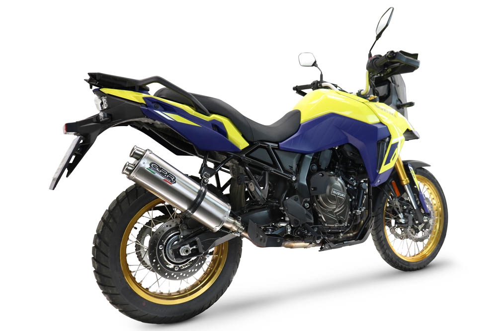 Pot echappement compatible avec Suzuki V-STROM DL 800 DE - SE 2023-2025, Dual Inox, Échappement légal, homologué,silencieux avec db killer amovible et tuyau de liaison spécifique 