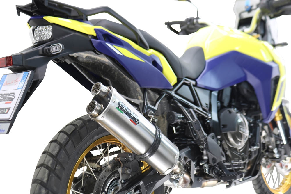 Pot echappement compatible avec Suzuki V-STROM DL 800 DE - SE 2023-2025, Dual Inox, Échappement légal, homologué,silencieux avec db killer amovible et tuyau de liaison spécifique 