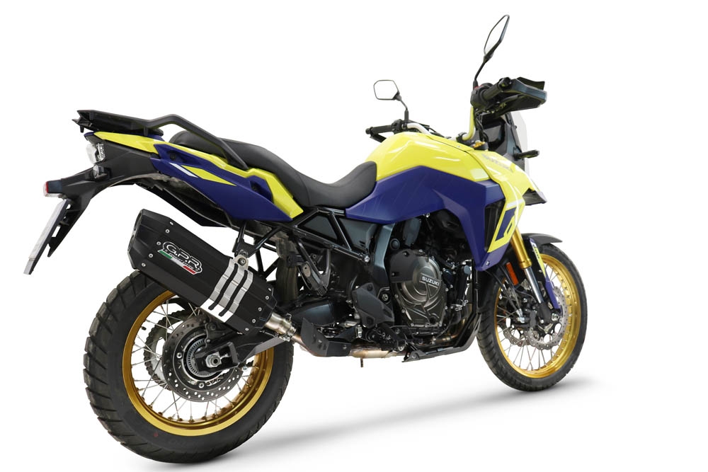 Pot echappement compatible avec Suzuki V-STROM DL 800 DE - SE 2023-2025, Hyper Sonic Black Titanium, Échappement légal, homologué,silencieux avec db killer amovible et tuyau de liaison spécifique 