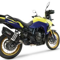 Pot echappement compatible avec Suzuki V-STROM DL 800 DE - SE 2023-2025, Hyper Sonic Black Titanium, Échappement légal, homologué,silencieux avec db killer amovible et tuyau de liaison spécifique 