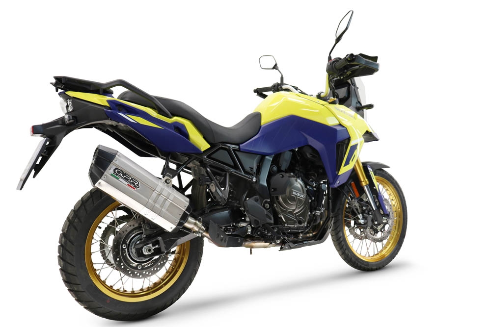 Pot echappement compatible avec Suzuki V-STROM DL 800 DE - SE 2023-2025, Hyper Sonic Titanium, Échappement légal, homologué,silencieux avec db killer amovible et tuyau de liaison spécifique 