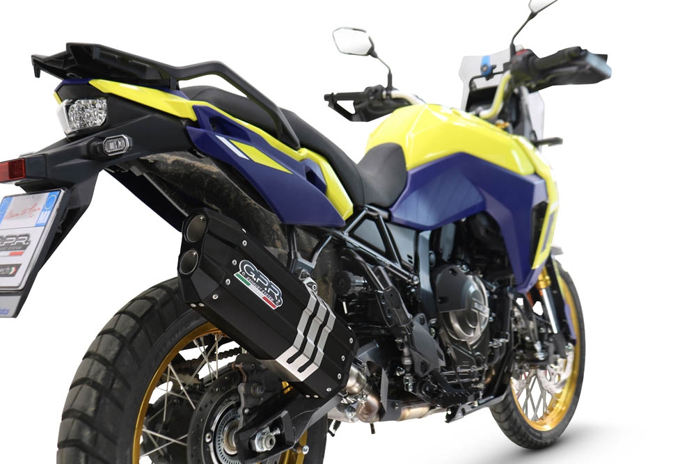 Pot echappement compatible avec Suzuki V-STROM DL 800 DE - SE 2023-2025, Hyper Sonic Black Titanium, Échappement légal, homologué,silencieux avec db killer amovible et tuyau de liaison spécifique 