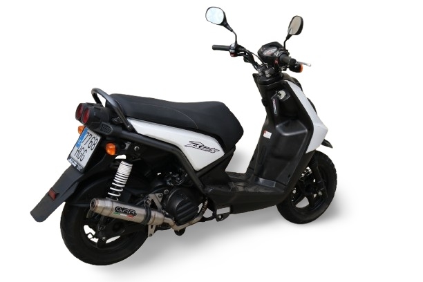 Pot echappement compatible avec Yamaha BW'S 125 2010-2013, Deeptone Inox, Pot d'échappement complet racing, compris de collecteur et db killer amovible, sans homologation 