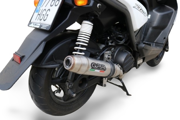 Pot echappement compatible avec Yamaha BW'S 125 2010-2013, Deeptone Inox, Pot d'échappement complet racing, compris de collecteur et db killer amovible, sans homologation 