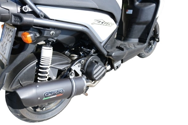 Pot echappement compatible avec Yamaha Zuma 125 2009-2015, Furore Nero, Pot d'échappement complet racing, compris de collecteur et db killer amovible, sans homologation 