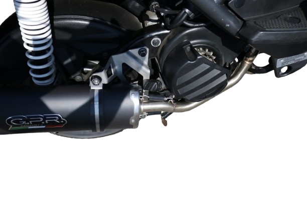 Pot echappement compatible avec Yamaha Zuma 125 2009-2015, Furore Nero, Pot d'échappement complet racing, compris de collecteur et db killer amovible, sans homologation 