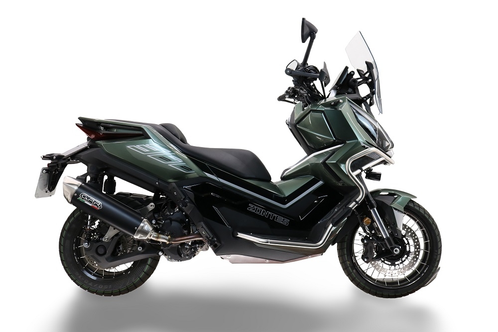 Pot echappement compatible avec Zontes 365E 2024-2026, Furore-X Scooter, Pot echappement racing,silencieux avec db killer et des tuyaux de liaison sans homologation 