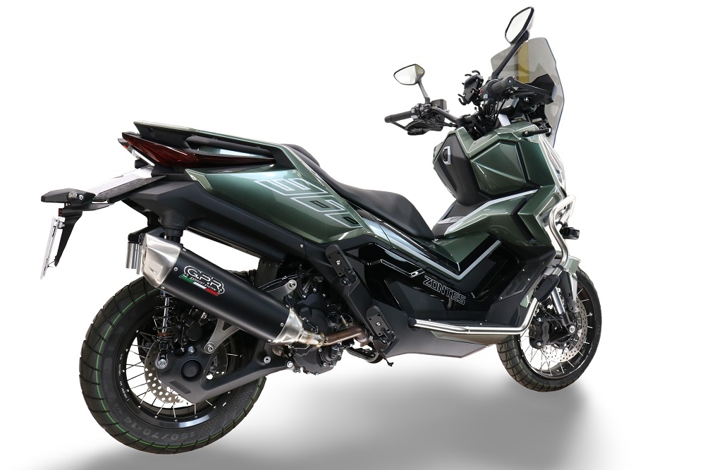 Pot echappement compatible avec Zontes 365E 2024-2026, Furore-X Scooter, Pot echappement racing,silencieux avec db killer et des tuyaux de liaison sans homologation 