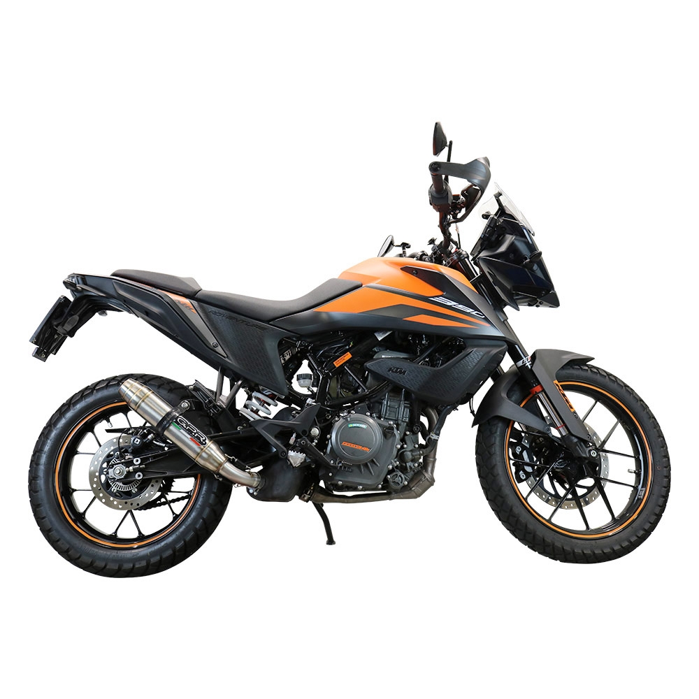 Pot echappement compatible avec Ktm Adventure 250 2020-2024, Deeptone Inox, Échappement légal, homologué,silencieux avec db killer amovible et tuyau de liaison spécifique 
