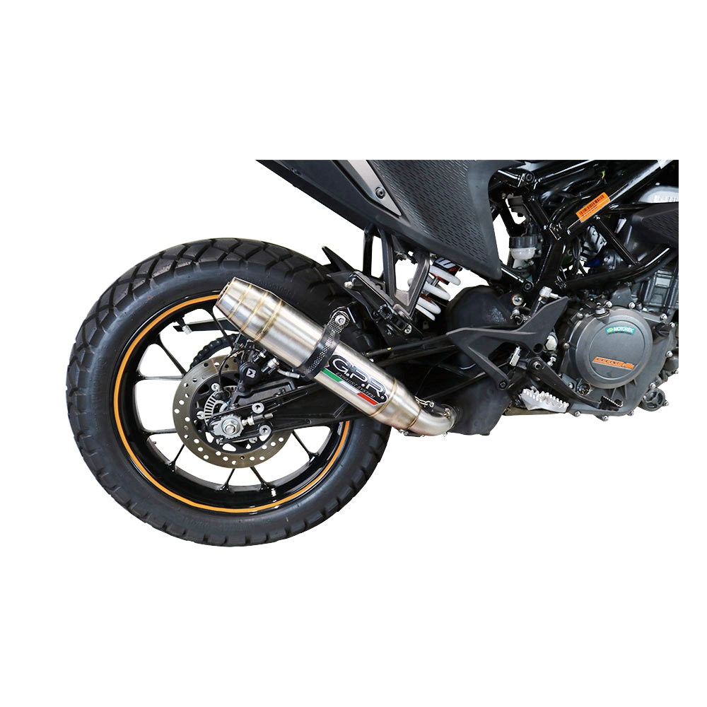 Pot echappement compatible avec Ktm Adventure 250 2020-2024, Deeptone Inox, Échappement légal, homologué,silencieux avec db killer amovible et tuyau de liaison spécifique 