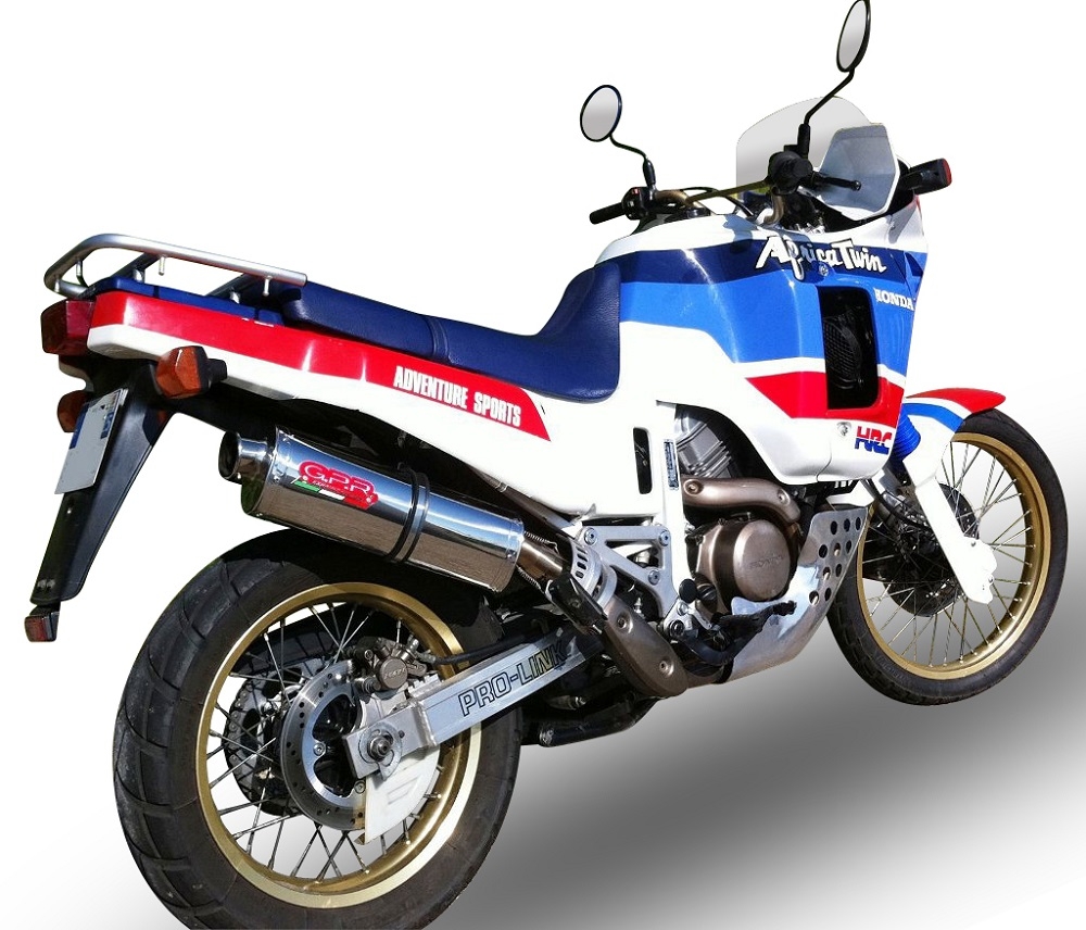 Pot echappement compatible avec Honda Africa Twin NXR - XRV 650 Rd03 1988-1989, Trioval, Échappement légal, homologué,silencieux avec db killer amovible et tuyau de liaison spécifique 