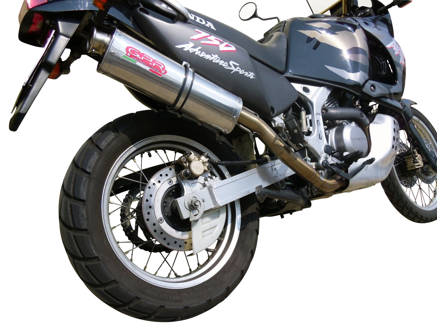 Pot echappement compatible avec Honda Africa Twin XRV 750 RD07 1993-2003, Trioval, Échappement légal, homologué,silencieux avec db killer amovible et tuyau de liaison spécifique 