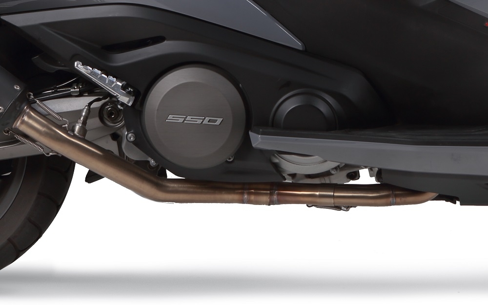Pot echappement compatible avec Kymco Ak 550 2017-2020, M3 Inox , Pot d'échappement complet racing, compris de collecteur et db killer amovible, sans homologation 