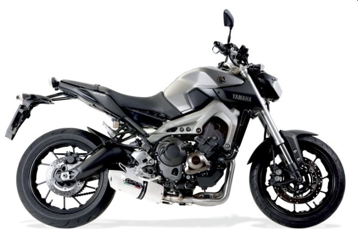 Pot echappement compatible avec Yamaha Mt-09 Tracer 900 2015-2016, Albus Ceramic, Homologué et légal, système d'échappement complet, avec db killer amovible 