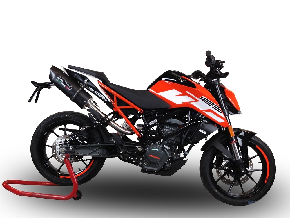 GPR exhaust compatible with  Ktm 125 Duke 2017-2020, Furore Evo4 Nero, Slip-on exhaust including removable db killer, link pipe and catalyst,  EPA-compliant 