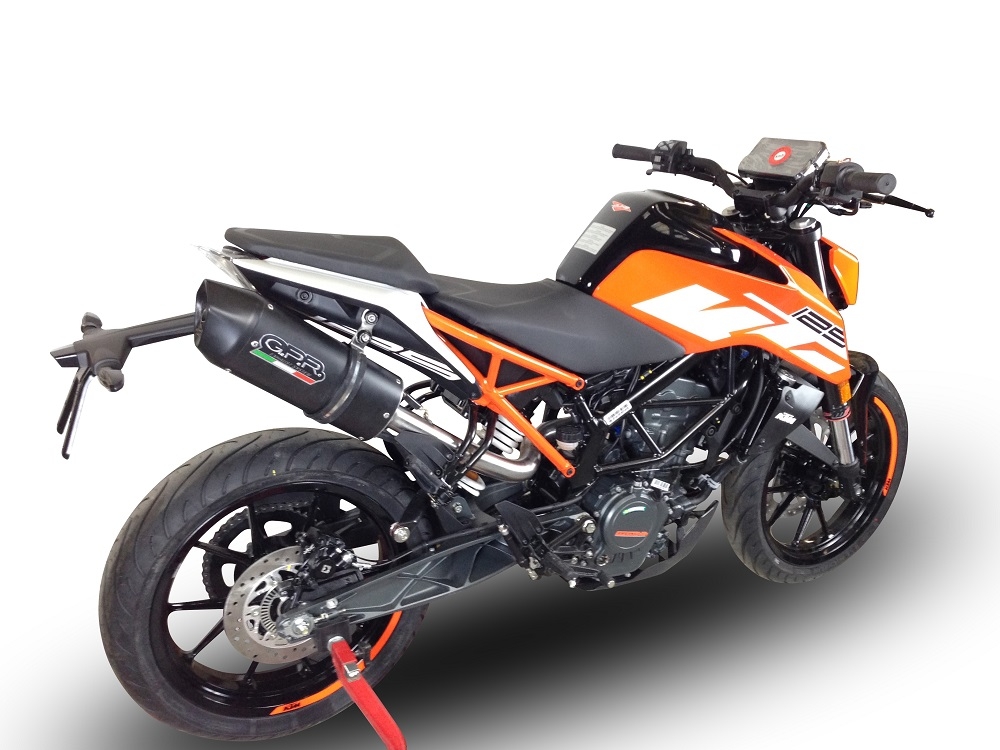 GPR exhaust compatible with  Ktm 125 Duke 2017-2020, Furore Evo4 Nero, Slip-on exhaust including removable db killer, link pipe and catalyst,  EPA-compliant 