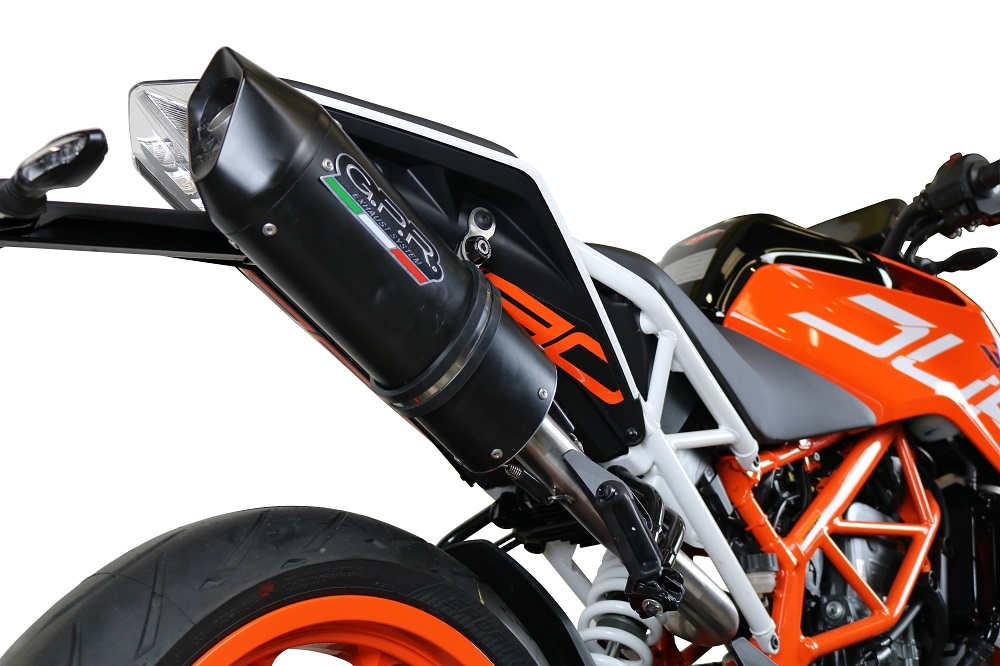 Pot echappement compatible avec Ktm Duke 250 2017-2020, Furore Nero, Pot échappement racing, avec les tuyaux de liaison, article sans homologation 