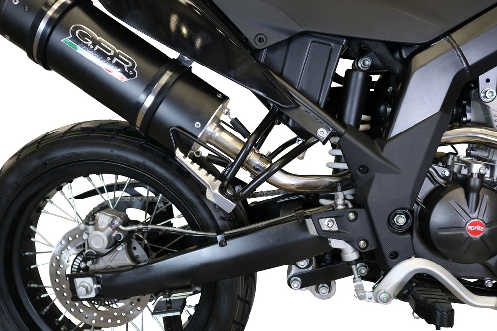 Pot echappement compatible avec Aprilia Sx 125 2018-2020, Furore Evo4 Nero, Échappement légal, homologué,silencieux avec db killer amovible et tuyau de liaison spécifique 