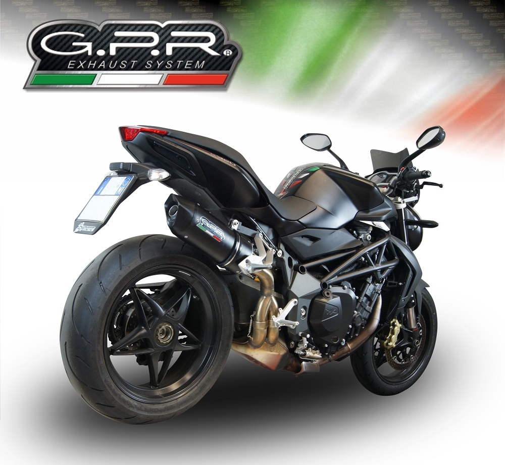 Pot echappement compatible avec Mv Agusta Brutale 920 2010-2011, Furore Nero, Échappement légal, homologué,silencieux avec db killer amovible et tuyau de liaison spécifique 