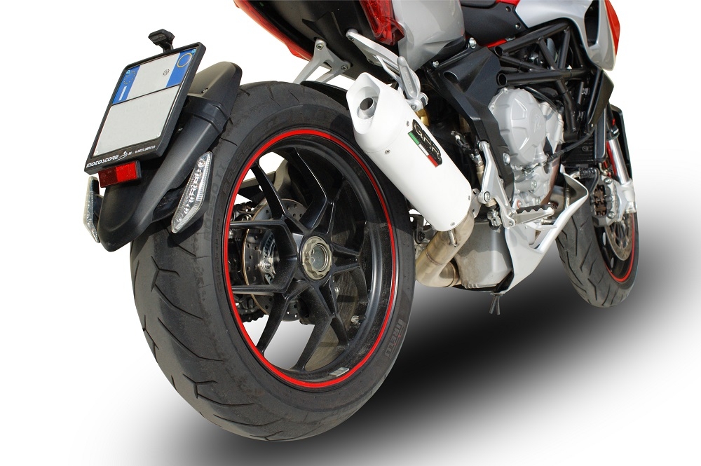 Pot echappement compatible avec Mv Agusta Rivale - Stradale 800 2014-2016, Albus Ceramic, Échappement légal, homologué,silencieux avec db killer amovible et tuyau de liaison spécifique 