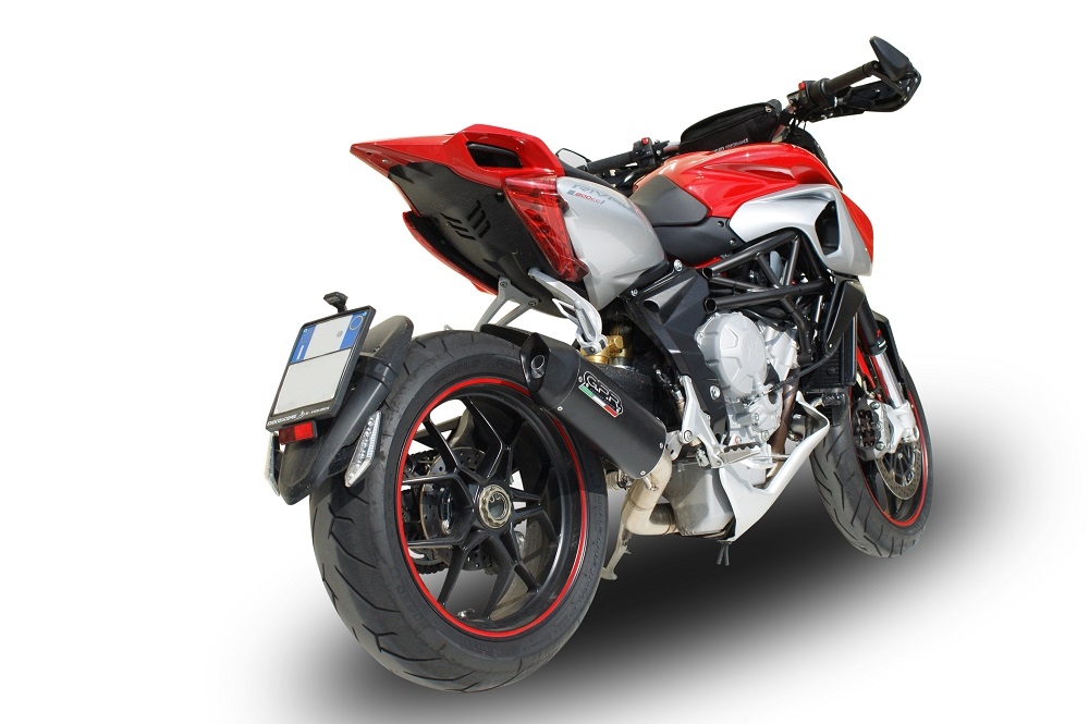 Pot echappement compatible avec Mv Agusta Rivale - Stradale 800 2014-2016, Furore Nero, Échappement légal, homologué,silencieux avec db killer amovible et tuyau de liaison spécifique 