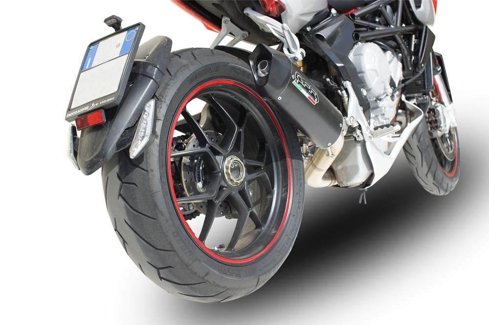 Pot echappement compatible avec Mv Agusta Rivale - Stradale 800 2014-2016, Furore Nero, Échappement légal, homologué,silencieux avec db killer amovible et tuyau de liaison spécifique 