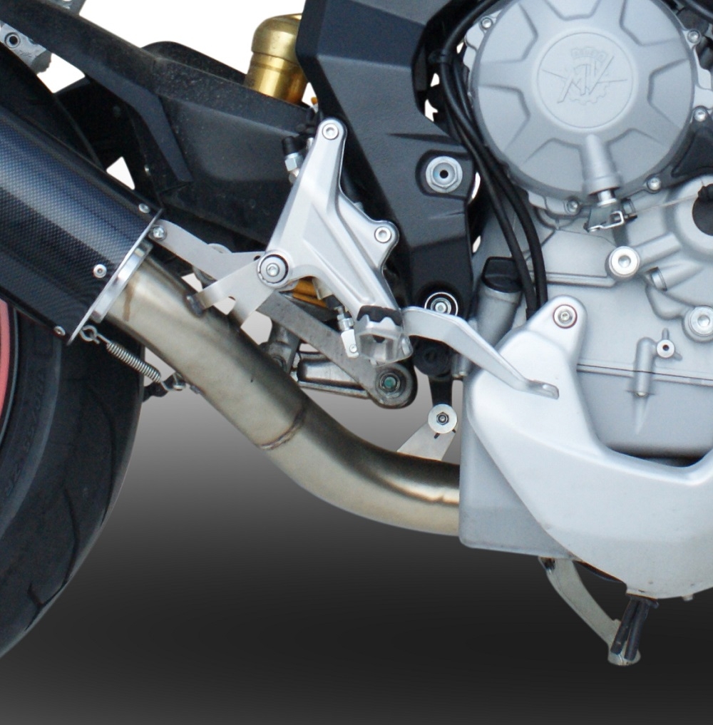 Pot echappement compatible avec Mv Agusta Rivale - Stradale 800 2014-2016, Albus Ceramic, Échappement légal, homologué,silencieux avec db killer amovible et tuyau de liaison spécifique 