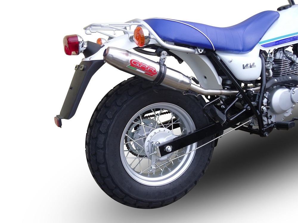 Pot echappement compatible avec Suzuki Rv 125 Van Van 2003-2017, Deeptone Inox, Échappement légal, homologué,silencieux avec db killer amovible et tuyau de liaison spécifique 