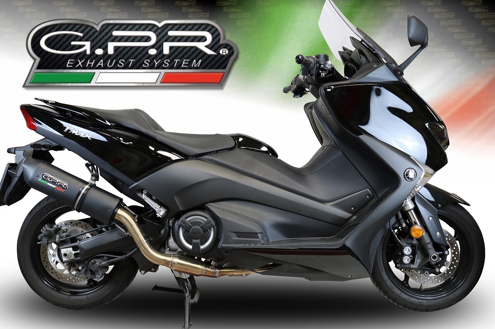 Pot echappement compatible avec Yamaha T-Max 560 2020-2021, Furore Nero, Pot échappement complet, non légal pour les pays de l'UE, avec db killer amovible 