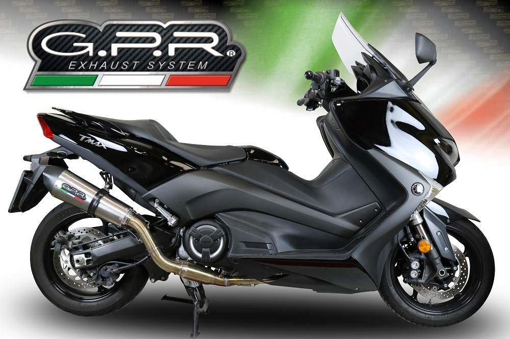 GPR exhaust compatible with  Yamaha T-Max 530 2017-2021, New Grand Prix Evo Titanium, Full system exhaust, including removable db killer 