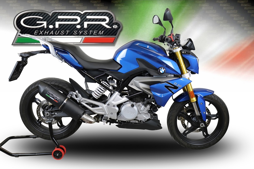 Pot echappement compatible avec Bmw G 310 R 2022-2024, Furore Evo4 Poppy, Pot échappement complet, non légal pour les pays de l'UE, avec db killer amovible 