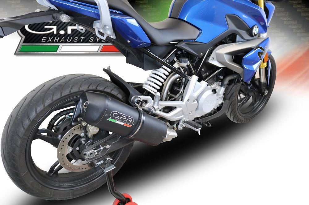 Pot echappement compatible avec Bmw G 310 R 2022-2024, Furore Evo4 Nero, Pot échappement complet, non légal pour les pays de l'UE, avec db killer amovible 