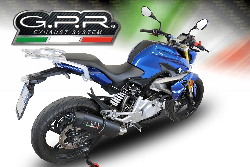 Pot echappement compatible avec Bmw G 310 R 2022-2024, Furore Evo4 Nero, Pot échappement complet, non légal pour les pays de l'UE, avec db killer amovible 