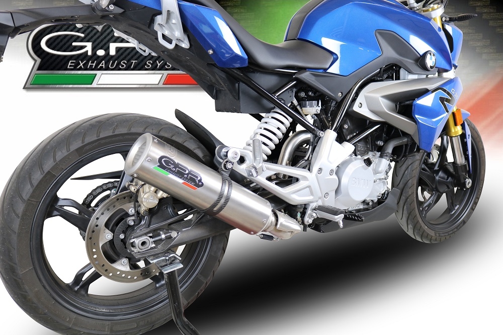 Pot echappement compatible avec Bmw G 310 R 2017-2021, M3 Inox , Pot échappement complet, non légal pour les pays de l'UE, avec db killer amovible 