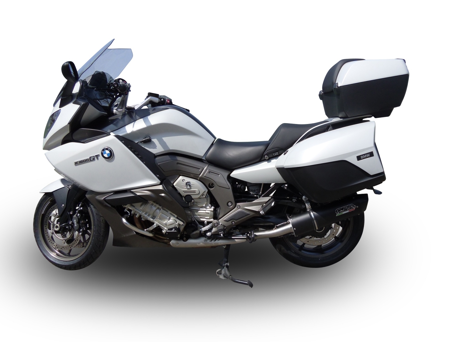 Pot echappement compatible avec Bmw K 1600 Gt 2017-2021, Furore Evo4 Nero, Paire de pot d'échappement homologuées, livrées avec db killer amovible et raccords spécifiques 