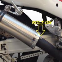 Pot echappement compatible avec Hyosung Comet 125 GT - R 2003-2014, Inox Tondo, Silencieux d'échappement, homologué, montage avec bride spécifique (bolt-on), avec db killer amovible 