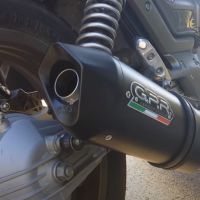 Pot echappement compatible avec Moto Guzzi Breva 750 2003-2009, Furore Nero, Paire de pot d'échappement homologuées, livrées avec db killer amovible et raccords spécifiques 