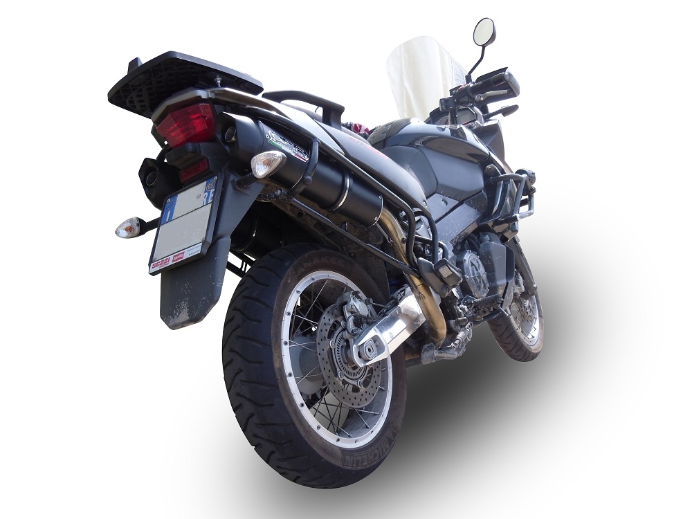 Pot echappement compatible avec Aprilia Etv Caponord 1000 Rally 2001-2007, Furore Nero, Paire de pot d'échappement homologuées, livrées avec db killer amovible et raccords spécifiques 