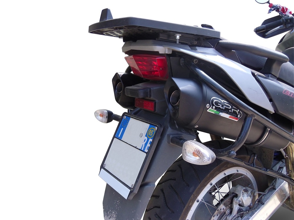 Pot echappement compatible avec Aprilia Etv Caponord 1000 Rally 2001-2007, Furore Nero, Paire de pot d'échappement homologuées, livrées avec db killer amovible et raccords spécifiques 