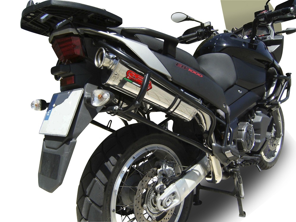 Pot echappement compatible avec Aprilia Etv Caponord 1000 Rally 2001-2007, Trioval, Paire de pot d'échappement homologuées, livrées avec db killer amovible et raccords spécifiques 