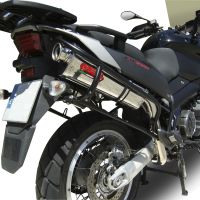 Pot echappement compatible avec Aprilia Etv Caponord 1000 Rally 2001-2007, Trioval, Paire de pot d'échappement homologuées, livrées avec db killer amovible et raccords spécifiques 